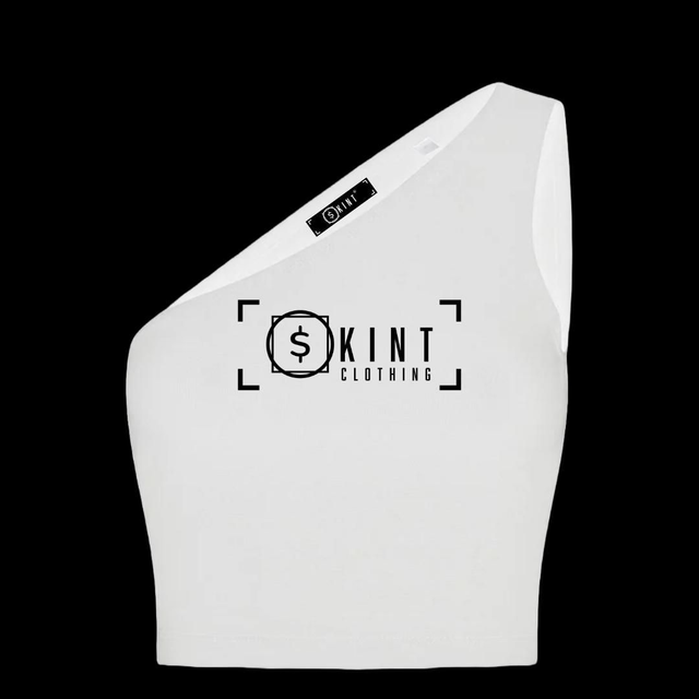 Skint one shoulder crop top [white]