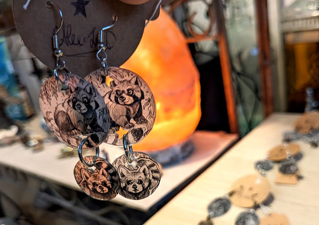 Panda Roux et bébé, boucles d'oreilles