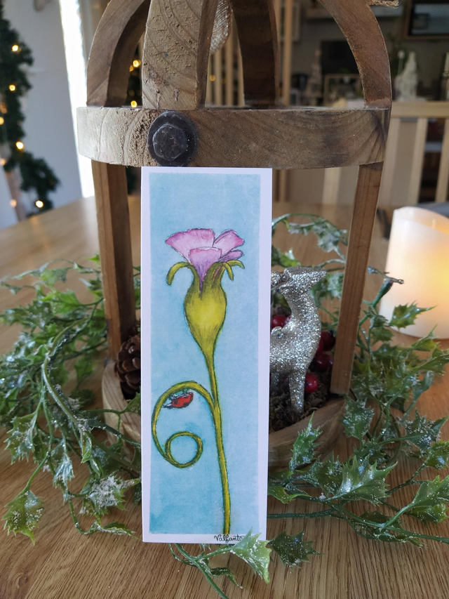 Marque Pages "Fleur et coccinelle", 5 x 15cm