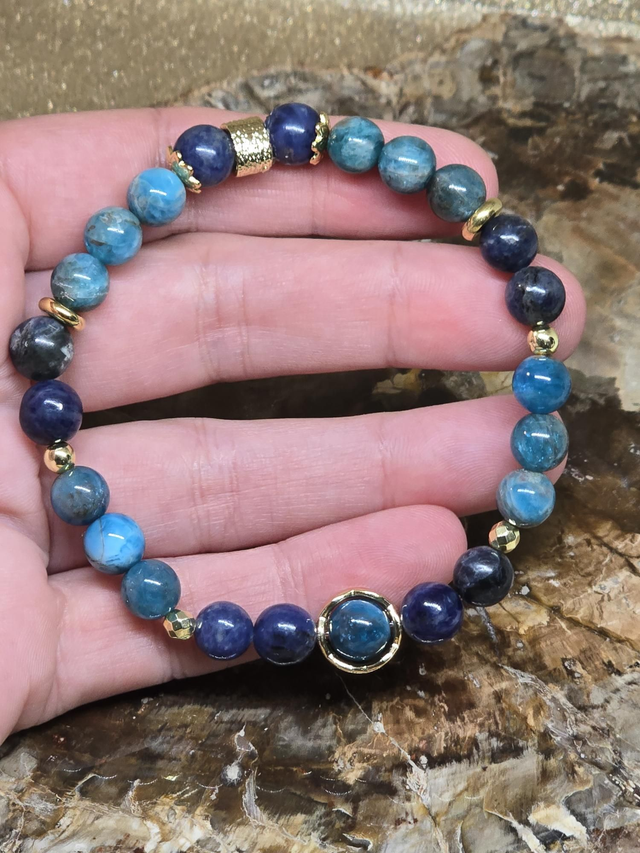 Bracelet Apatite et Sodalite en 0,8 cm 