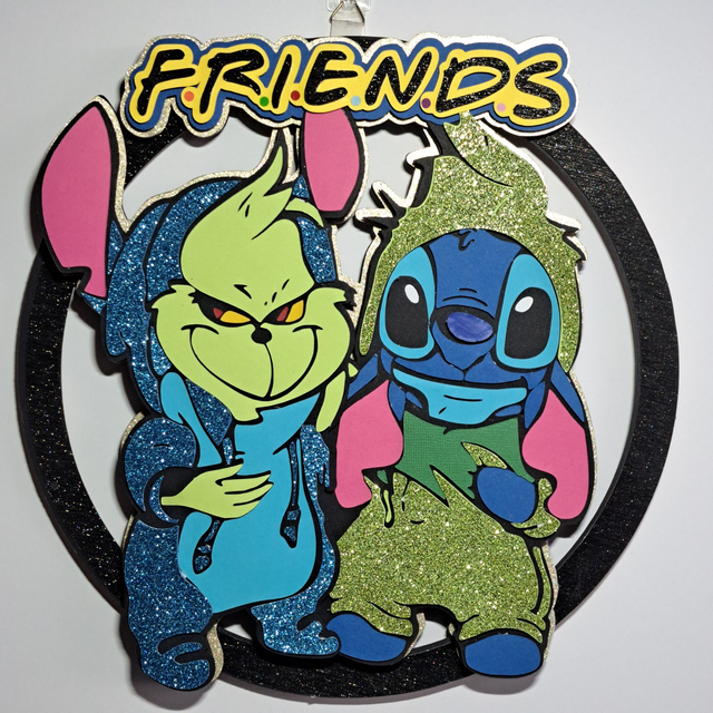 Couronne décorative murale Grinch &amp; Stitch