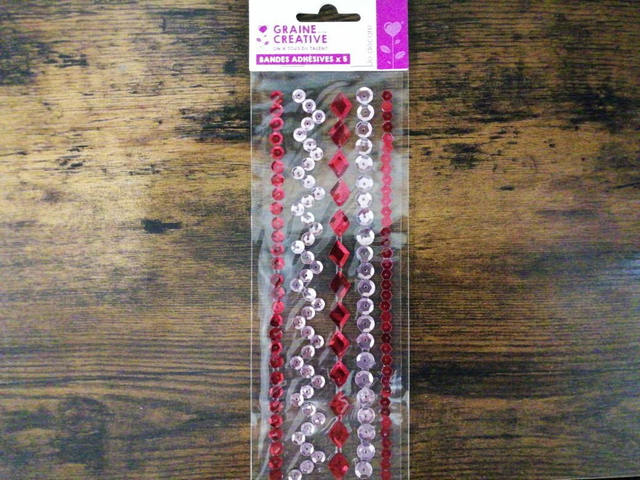 3 bands adhésives sequins rouge/rose
