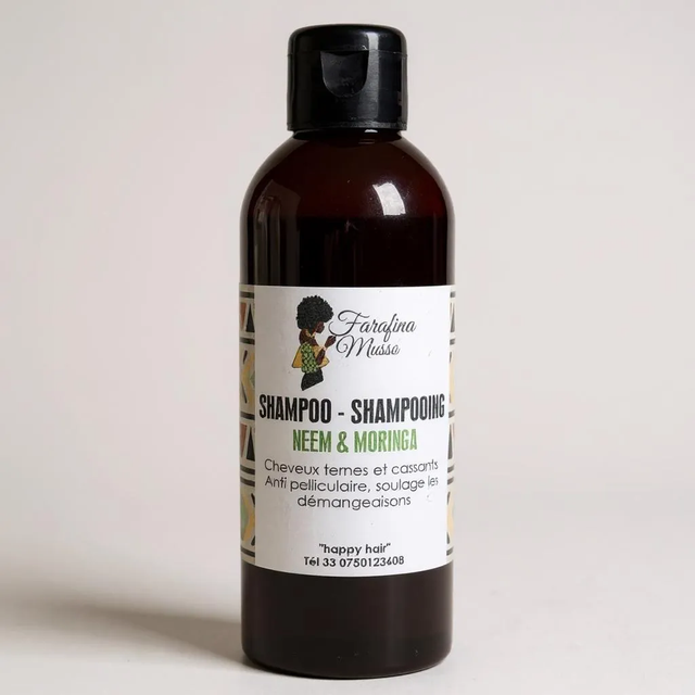 Shampoing Purifiant au Savon Noir de Neem &amp; Moringa – 250 ml – Soin Naturel Fortifiant 