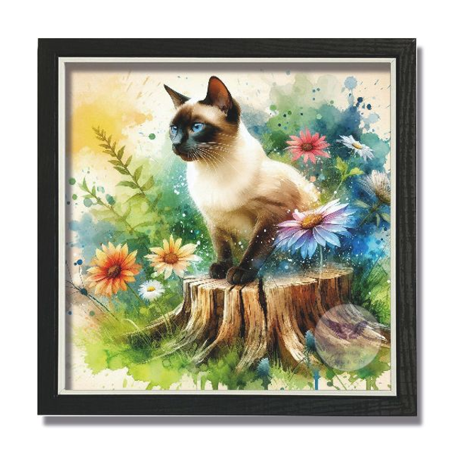 Artistic print of cat in square frame (C44)