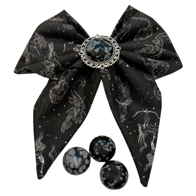 Barrette à cheveux - Zodiaque - Obsidienne neige