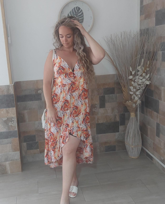 Vestido tonos naranjas