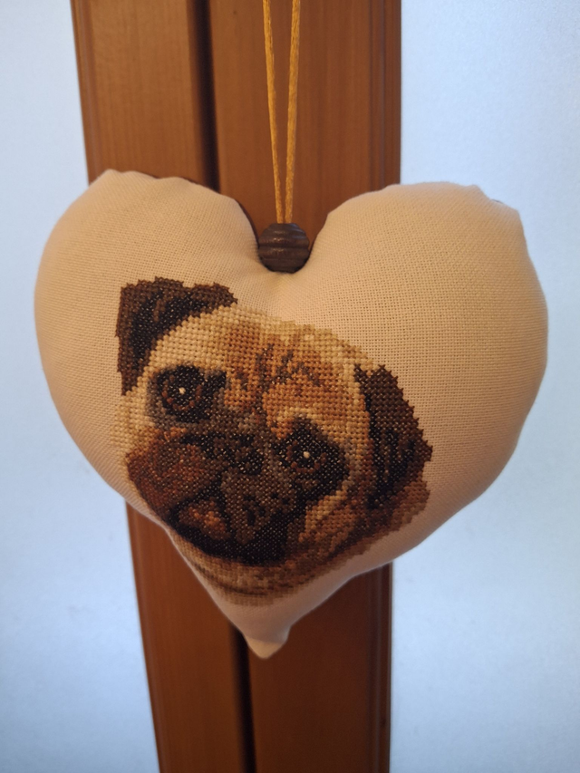 Coussin coeur brodé Chien d'amour