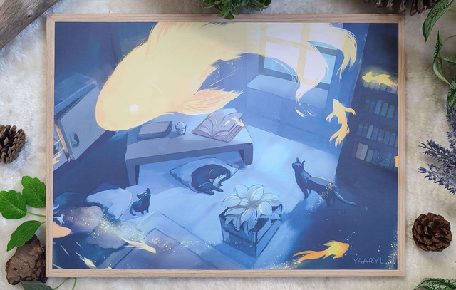 Tirage Premium A3 Poissons &amp; chats