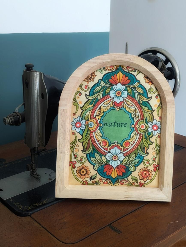 Cadre bois et tissu "nature"