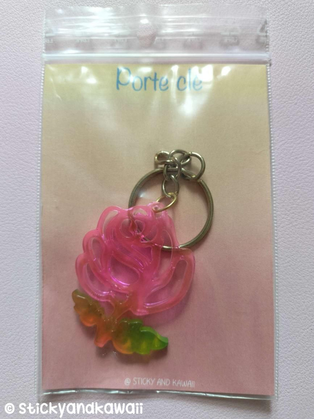 Porte clé grande rose