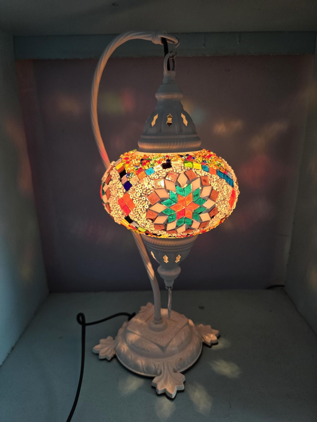 Large Mosaic Swanneck Table Lamp