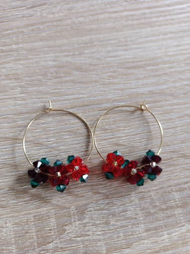 Fleurs de Cristal - Or - Rouge foncé