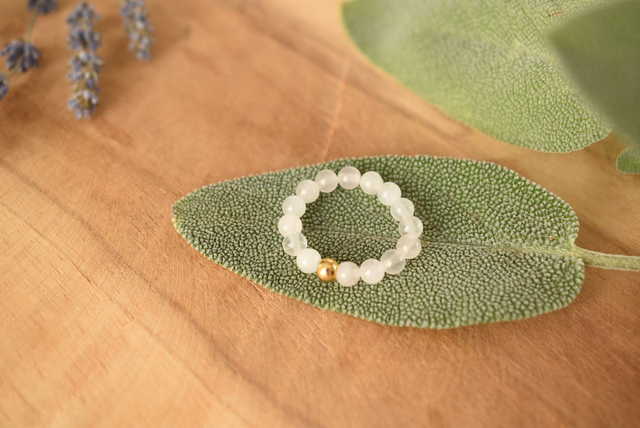 Bague Litho - Quartz rose : Amour