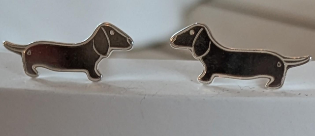 Dachshund Dog Sterling Silver Earrings Studs 