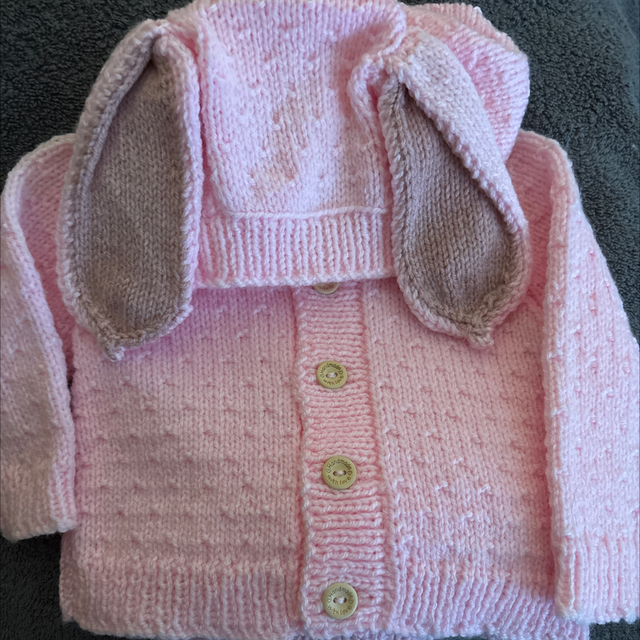 Pink rabbit hooded cardigan 0-9months 