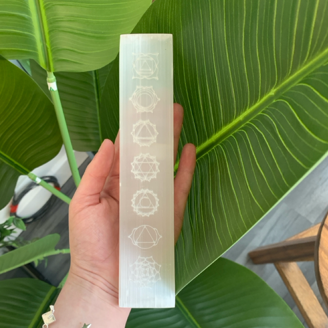 Selenite chakra plate