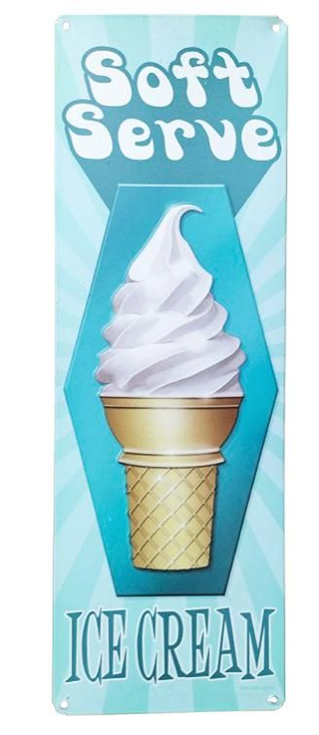 Plaque métal tôle épaisse grand format / soft serve vertical/ aspect vintage / occasion T.B.E