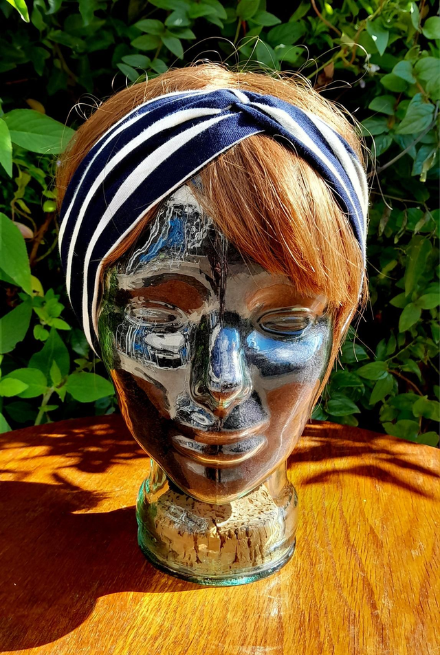 Bandeau jersey coton rayé marine M