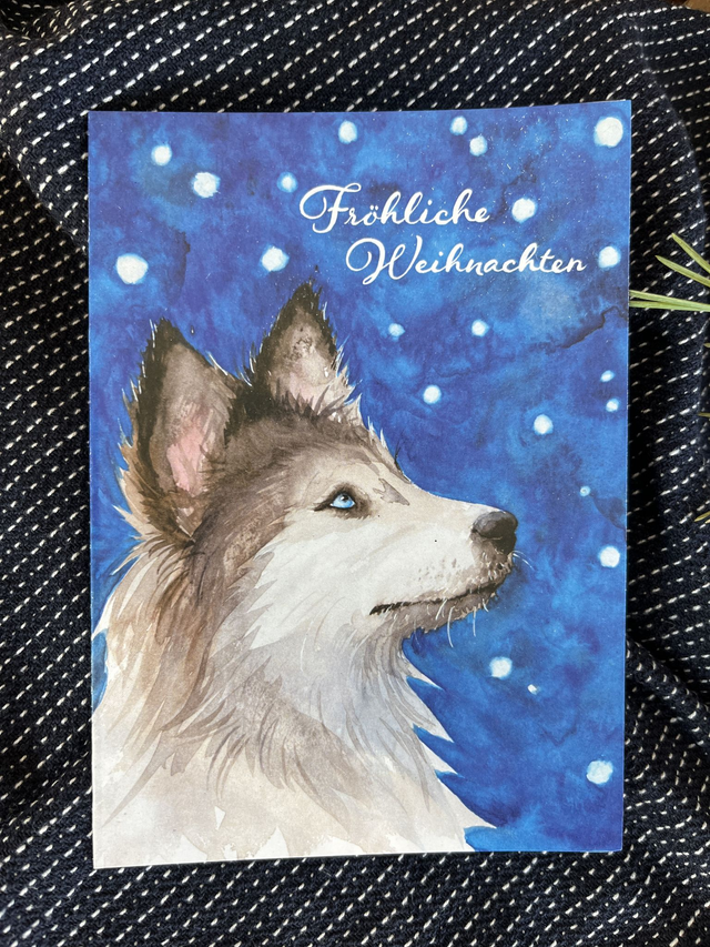 Weihnachtskarte Husky