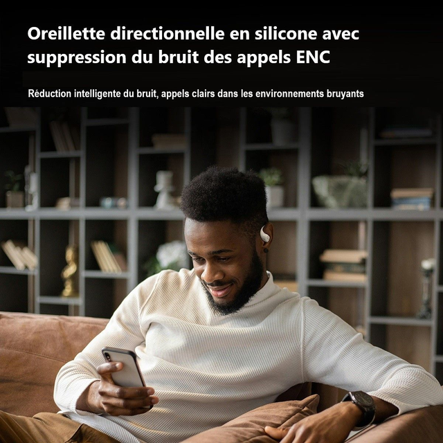 LANGSDOM TS19 Noir Écouteurs Bluetooth 5.4 TWS Écouteurs à conduction osseuse sans fil Casque antibruit à oreille ouverte Écouteurs pour sportif