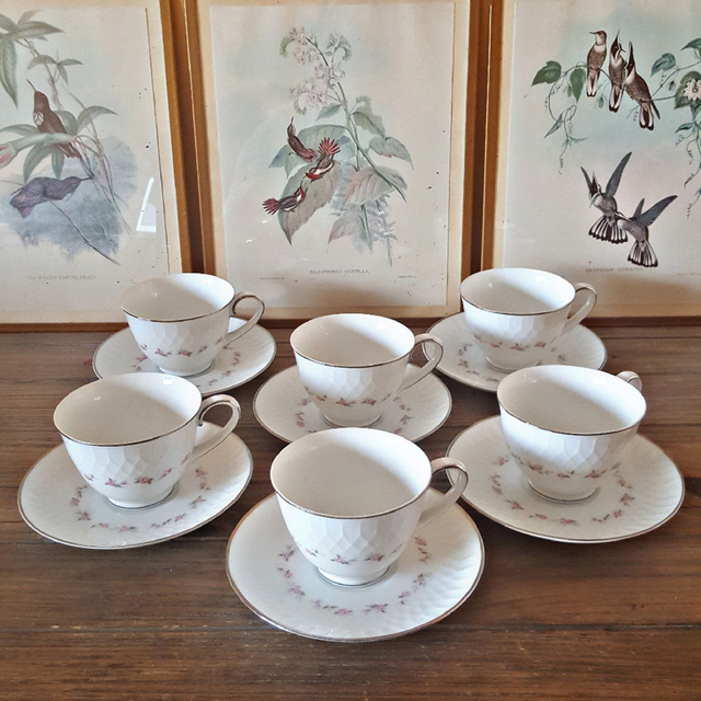 X Noritake Cheri 6 grandes tasses et sous tasses porcelaine Japon
