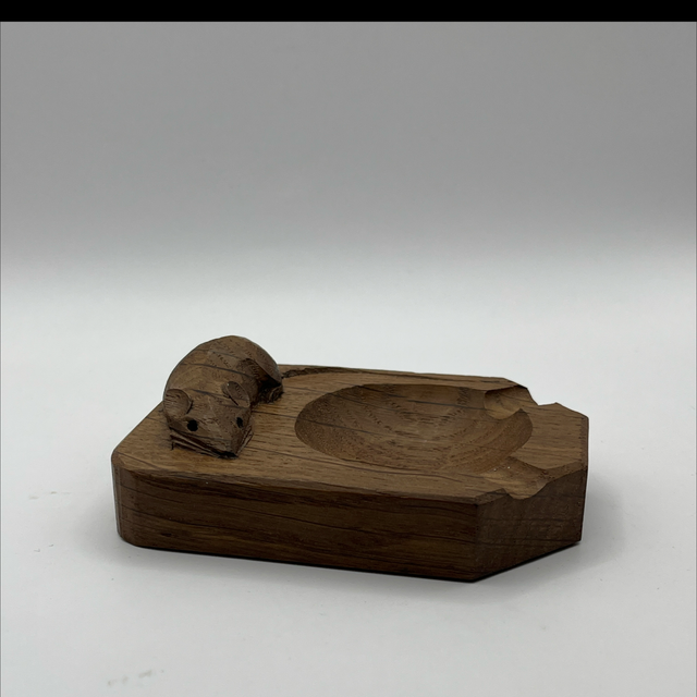 Mouseman Ashtray – 1960s Adzed Oak by Robert Thompson of Kilburn 