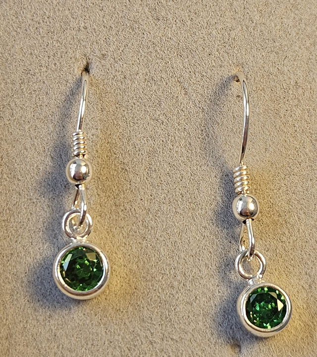 Emerald cubic zirconia sterling silver hooks 