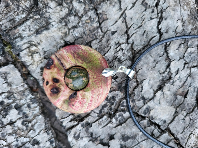 Bijoux pendentif Bouleau unakite