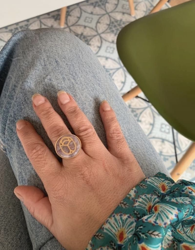 Bague avec cabochon plat 20mm Scarabée