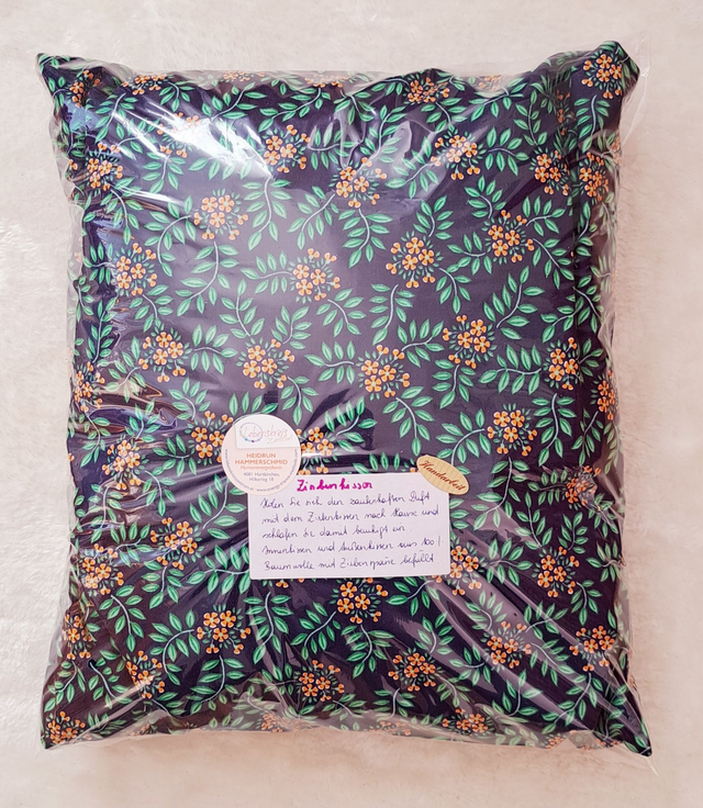 Zirbenkissen Blätter blau