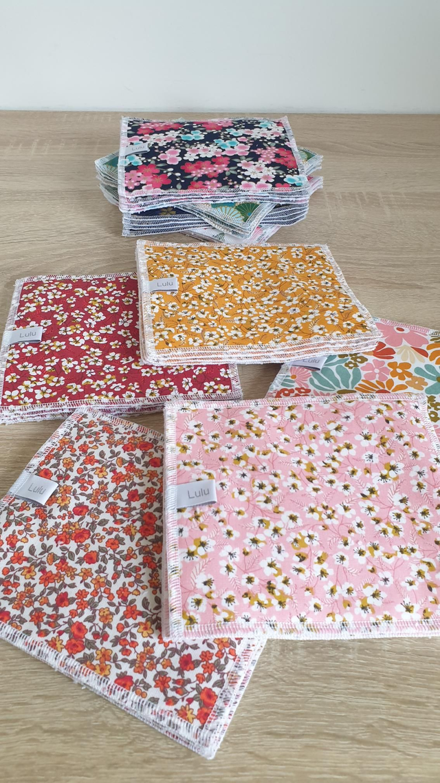 Lot de 4 serviettes visage FLEURI JAUNE