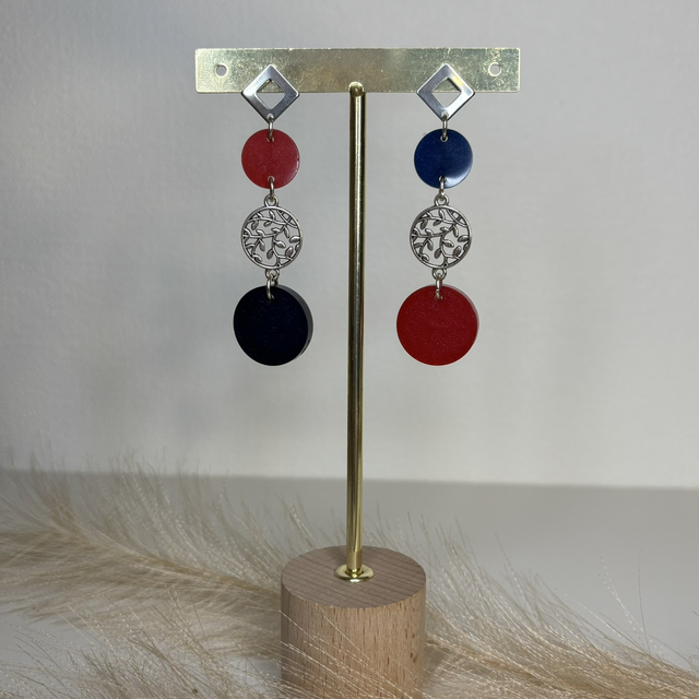 Boucles d’oreilles rouge et noir