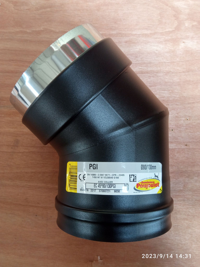 COUDE A 45° 80-130 PGI NOIR - 37080721 /9030