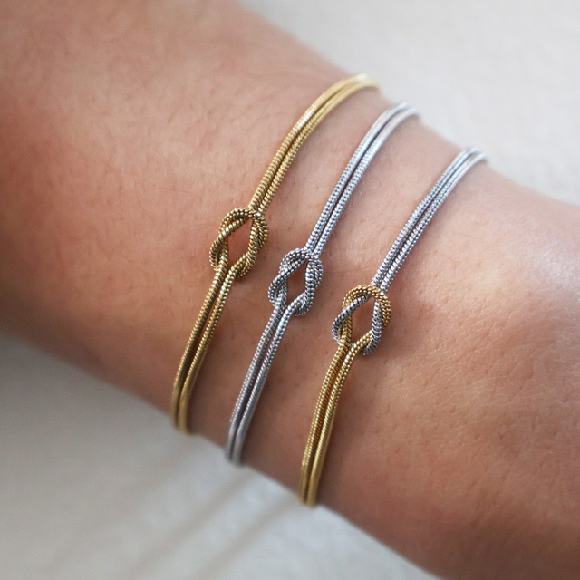 Snake Chain Knot Bracelet Stainless Steel 