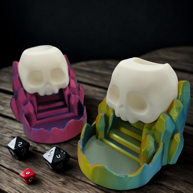 Skull Dice Tower - Silk Purple/Red/Blue