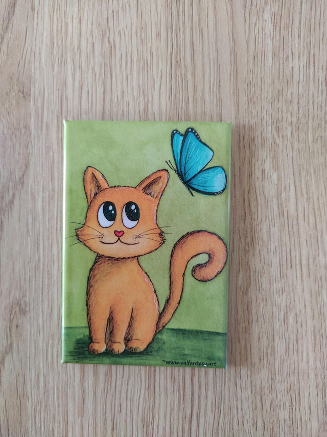 Magnet "Chat papillon" 7,8 x 5,3cm