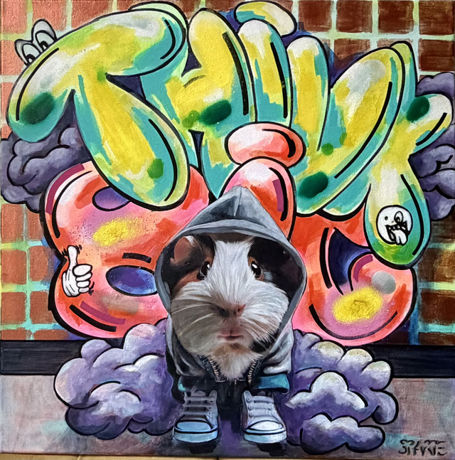 "Think Big" - 50x50 - Technique mixte peinture acrylique sur toile de coton