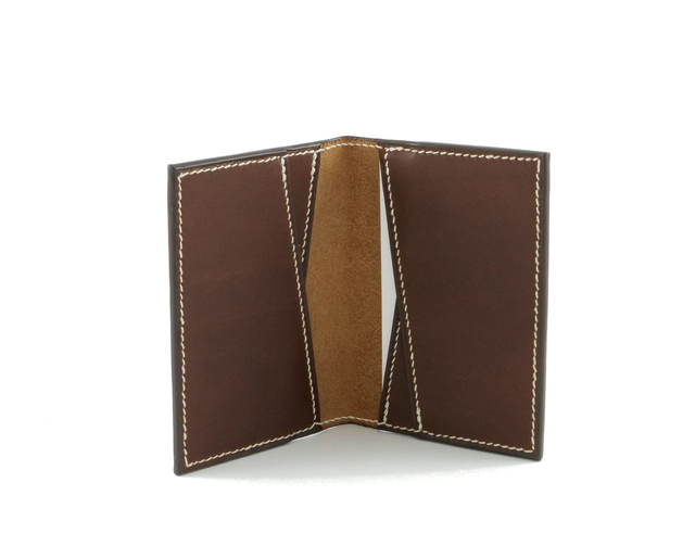 Porte-Cartes KOSATEN Marron Foncé Fil Blanc