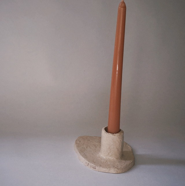 Bougeoir en papier-plâtre beige clair