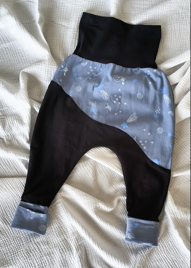 Sarouel Bébé Long Évolutif Jersey Coton Espace/Bleu Marine