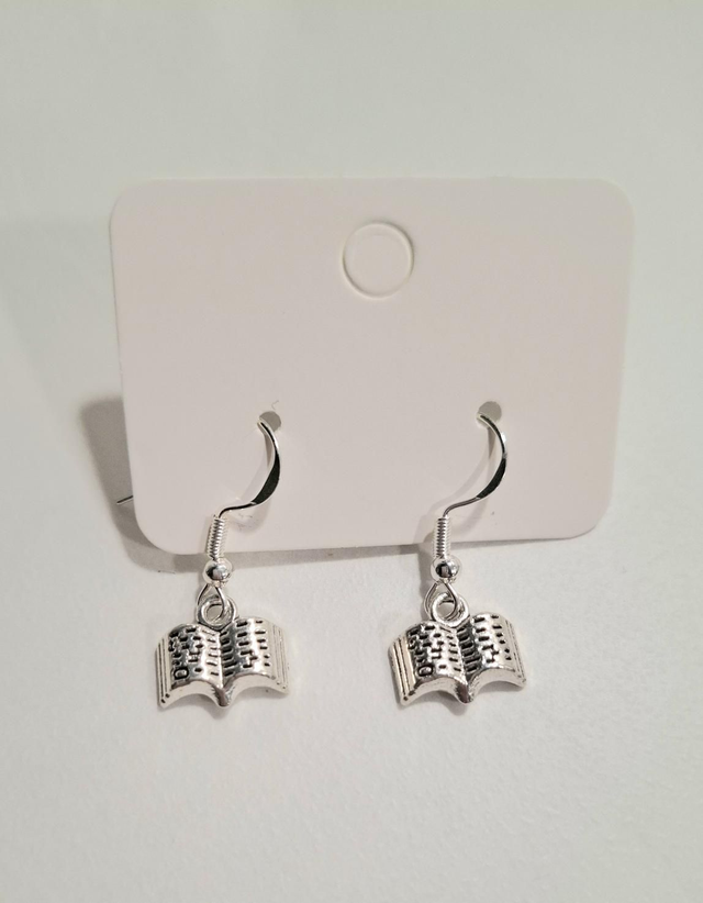 Book drop earrings with silver plated hooks 