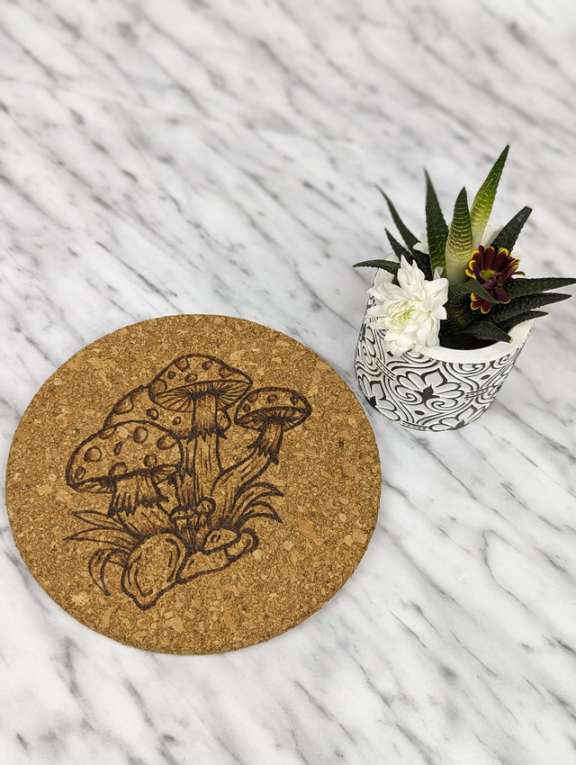 Cork round mat &#039;MUSHROOMS&#039;