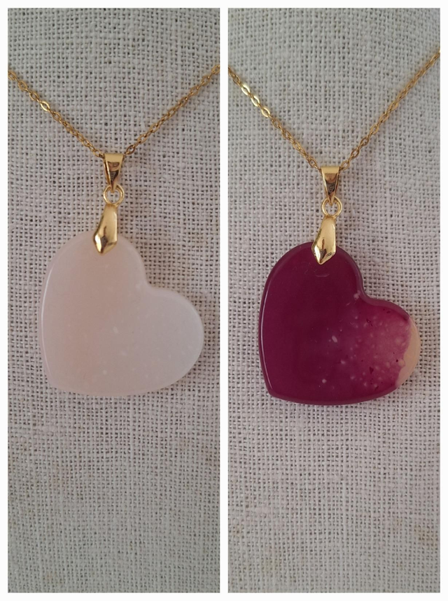Collier cœur photochromique violet