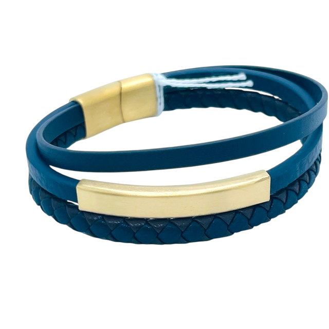 Bracelet homme cuir bleu 