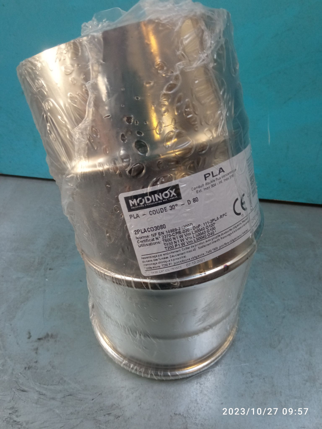 PLA - Élément coude 30° avec collier INOX D80 - 2PLACO3080 