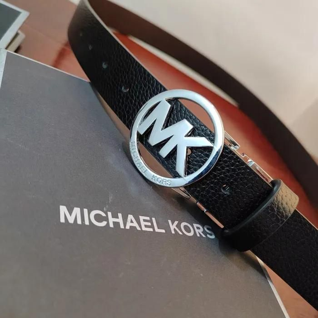 Ceinture MK en cuir véritable pour homme avec boucle coulissante de 28 mm, 120 cm