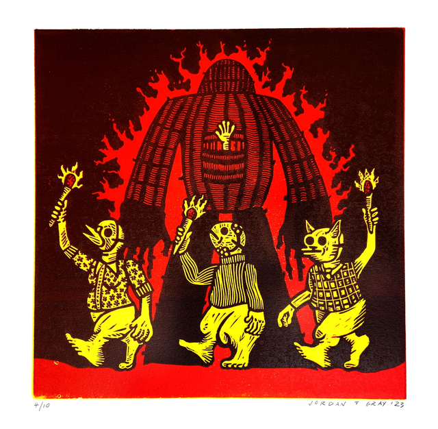 Wicker Man Lino Cut