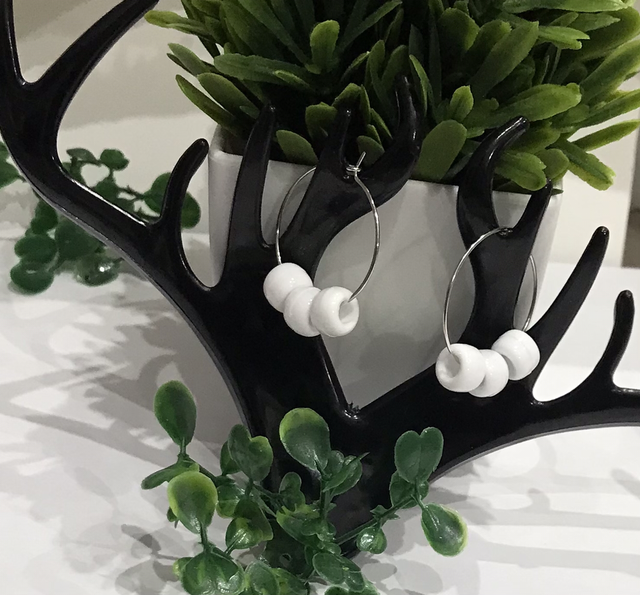 White Hoop Earrings- WHE551