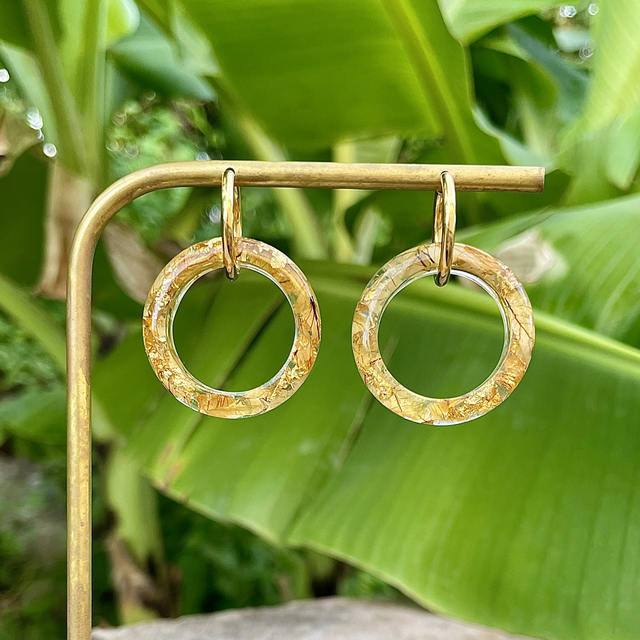 Boucles Pampilles - jaune pâle et or