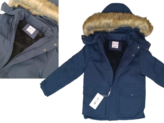 Doudoune marine capuche fourrure amovible